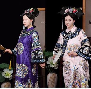 厚款贵妃清朝皇太后服皇后吉服清代宫廷故宫印花中国古装氅衣旗装