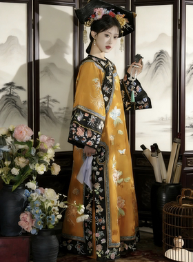 格格汉元素新款晋商少奶奶服装新中式宫廷风清朝旗装服国风连衣裙