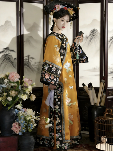 格格汉元素新款晋商少奶奶服装新中式宫廷风清朝旗装服国风连衣裙