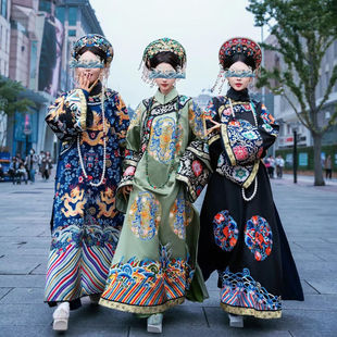 皇后娘娘服装服清汉女装清朝满族旗装宫廷风太后吉服凤袍古装印花