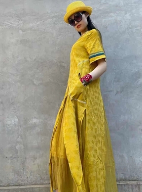 杨丽萍同款春夏2026新款女装原创复古印花民族风连衣裙长裙显瘦