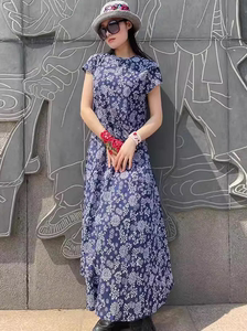 升级版温柔宽松杨丽萍同款2025复古民族风连衣裙棉麻文艺碎花长裙