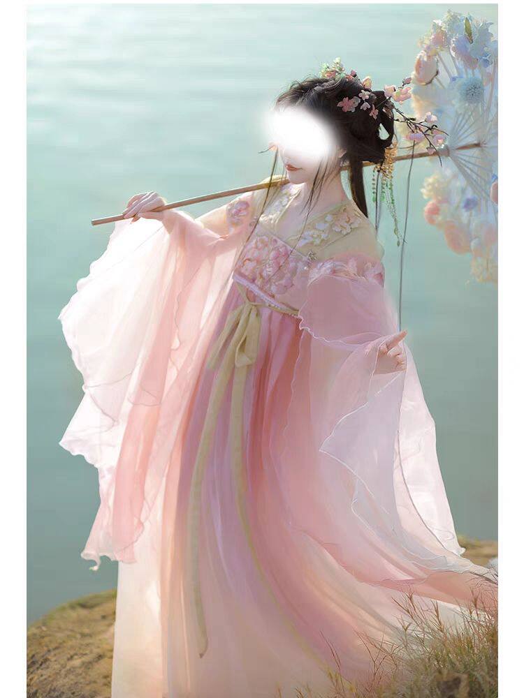 唐制重工刺绣齐胸显瘦遮肉长款复古风霸气汉服女套装超仙连衣裙