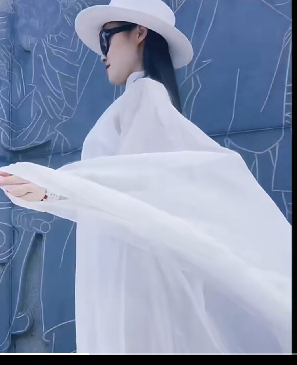 杨丽萍印花同款2025夏季新款立领云南仙女旅游超大摆裙连衣裙风