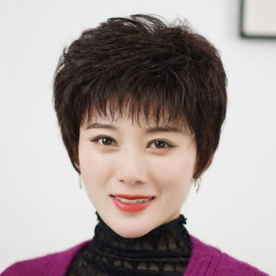 2023新款真发短卷发全头套轻薄款