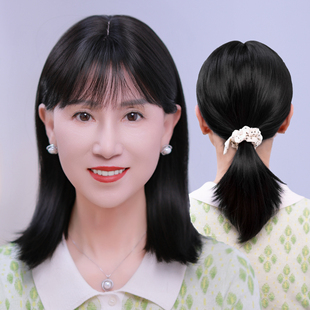 假发女长发真发全真人发全头套中老年妈妈款减龄可扎中长款假发套