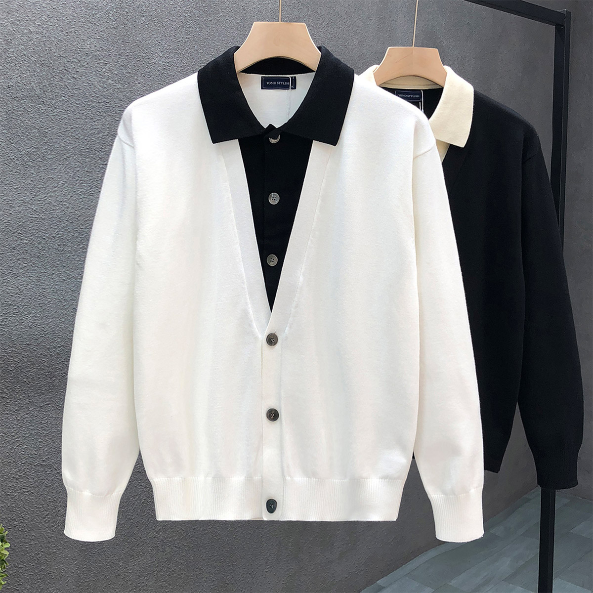 轻商务假两件毛衣男款百搭高端薄款针织衫2025秋冬季新款男1118r