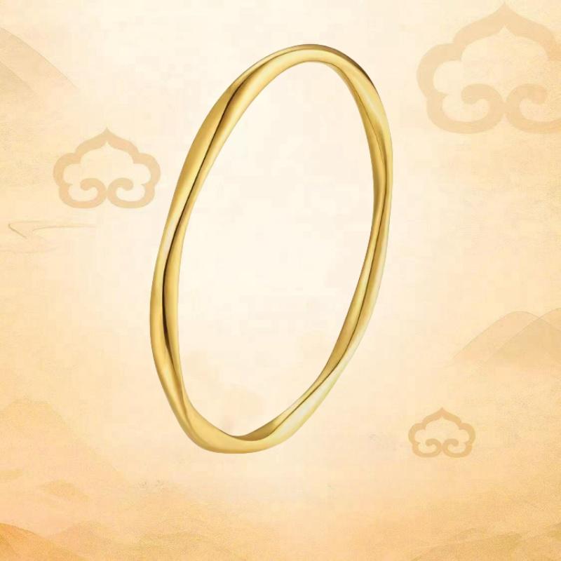 古法传承金包银莫比乌斯环女素圈手镯波浪实心简约手环送情人礼物