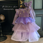 儿童装 高端女童公主裙秋冬款 2025新款 洋气加绒亮片生日礼服蓬蓬裙