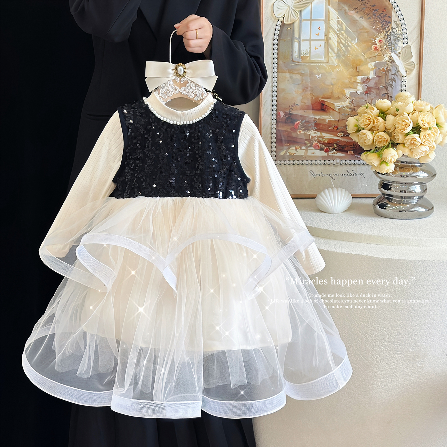 女童赫本风时髦背心裙生日礼服