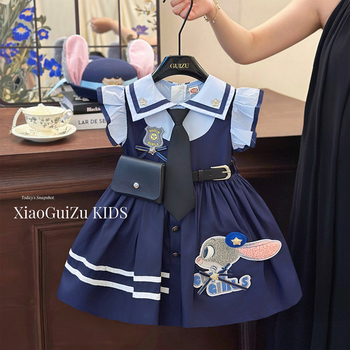 女童朱迪公主裙夏季学院风衬衫裙