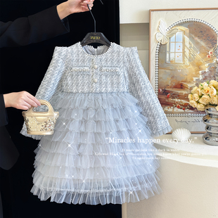女童连衣裙冬季儿童加厚加绒小香风公主裙高级感名媛风气质礼服裙