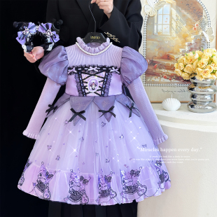 女童库洛米公主裙秋冬装2025新款洋气洛丽塔蓬蓬裙儿童毛衣连衣裙
