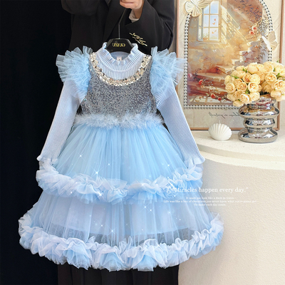 女童连衣裙秋冬高级感生日礼服裙