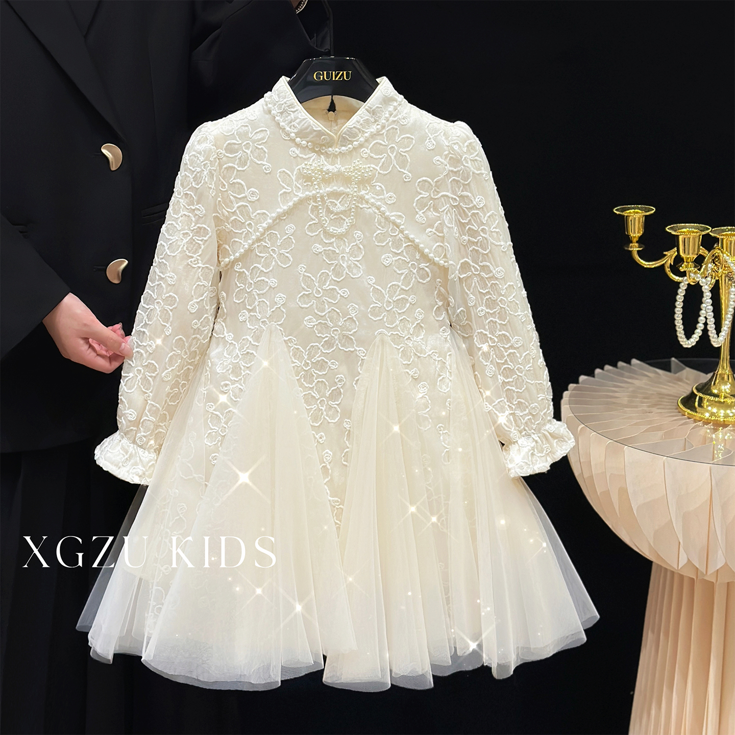 新款小女孩旗袍网纱洋气公主裙