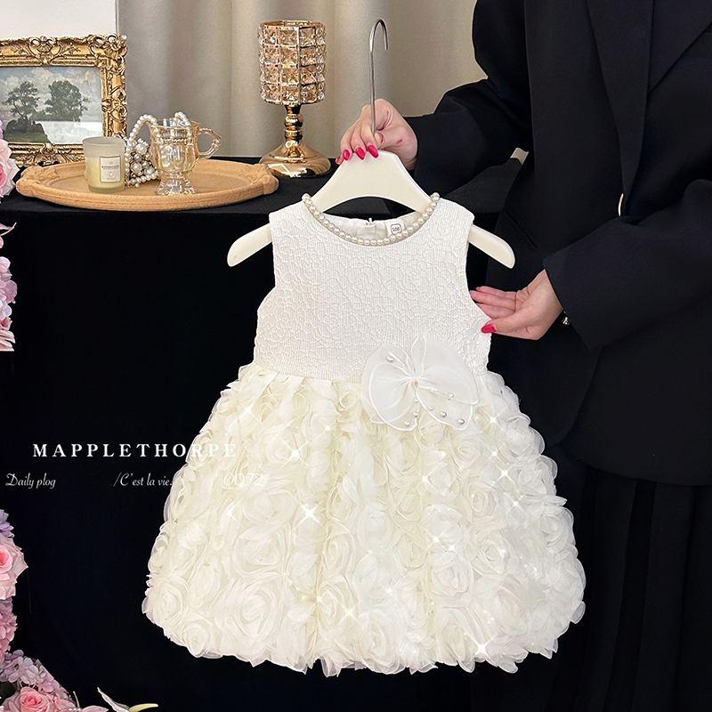 女童洋气时髦花苞公主连衣裙