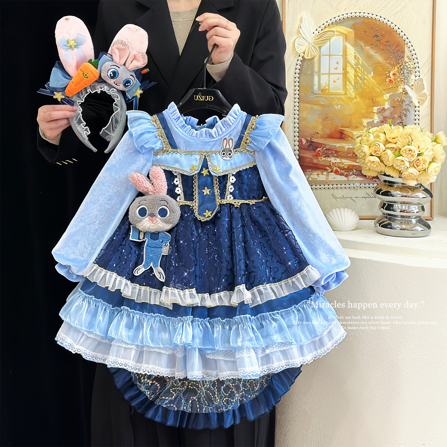 女童加绒洛丽塔公主裙秋冬款兔子警官朱迪连衣裙儿童礼服蓬蓬纱裙,童装/婴儿装/亲子装,连衣裙,淘宝优惠券,粉丝福利购,淘宝优惠卷