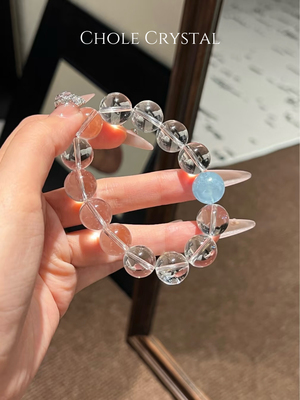 白水晶海蓝宝净化情绪净体手串