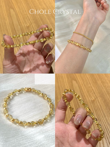 招财猫冰种金发晶925银轻奢手串