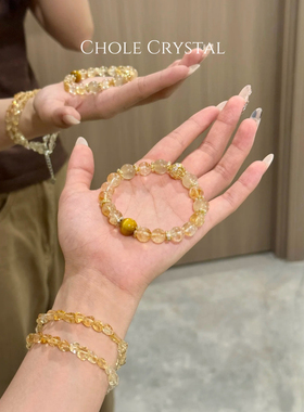 [八方来财]天然黄水晶金发晶金虎眼水晶招财手串10mm转运手链礼物