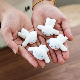 创意陶瓷多表情筷子架长耳朵狗狗筷子托笔托出口筷枕玉桂狗小摆件