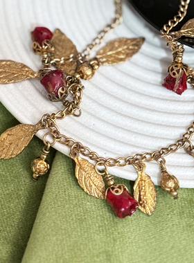 中古法产Saoya打标经典普罗旺斯永生玫瑰花项链