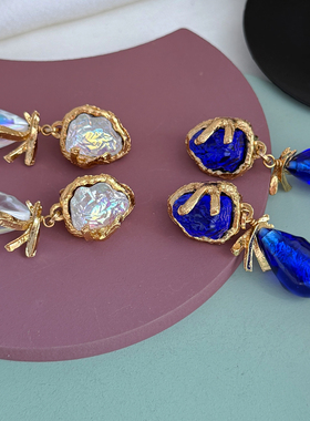 法产Gavilane复古之王夏帕琉璃耳夹不退换