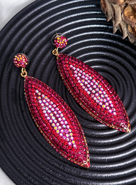 中古英国ButlerWilson掉标满镶重工耳针耳环