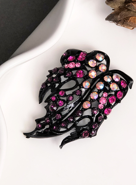 中古Florenza暗黑风叶型珐琅镶嵌胸针