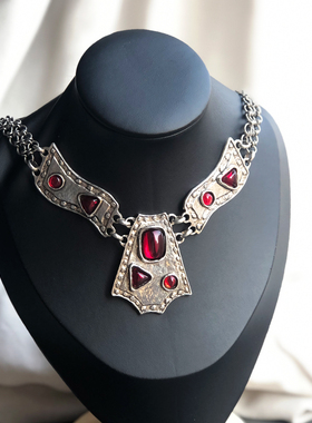 中古法产Cyclope Paris红琉璃银色项链