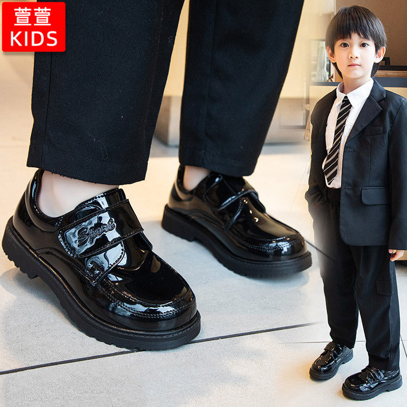 儿童小皮鞋黑色男童校园演出鞋男生英伦风小学生配衬衫表演黑皮鞋