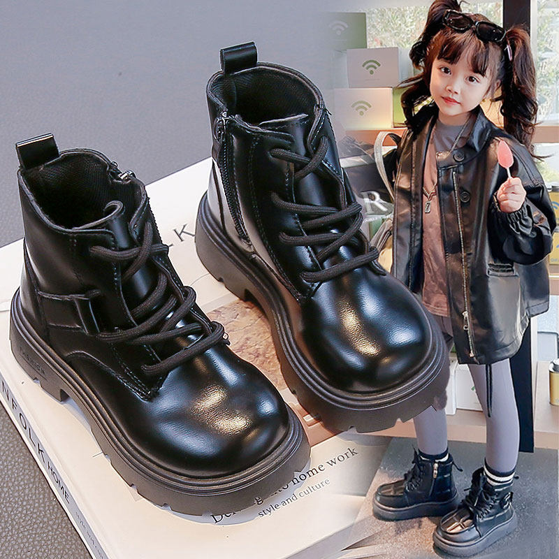 儿童靴子2025新款春秋款女童马丁靴白色小女孩短靴黑色小童靴潮鞋