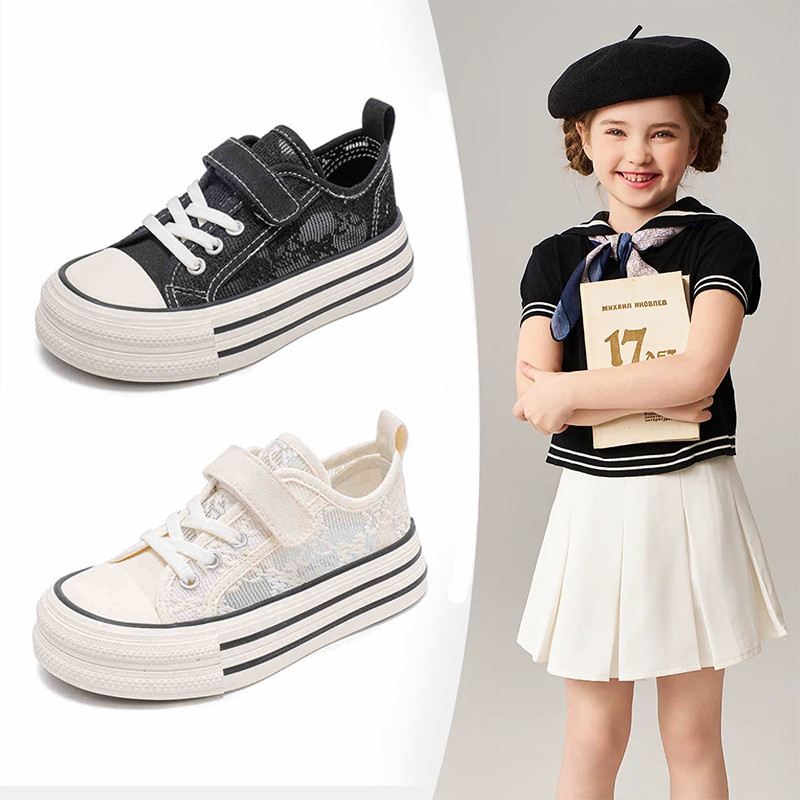 春夏魔術貼兒童網面透氣帆布鞋