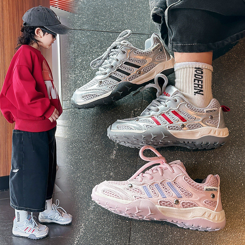 儿童网鞋透气网面男童运动鞋2026新款春秋款女童鞋系鞋带宝宝鞋子