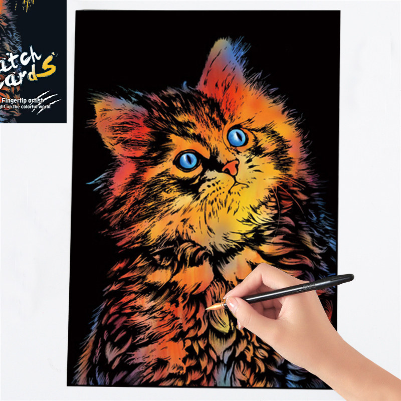 a3动物刮刮画炫彩scratch手工刮画纸8开创意diy制作画送朋友礼物