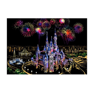 A3彩色城市夜景刮刮画重庆洪崖洞中国风炫彩DIY手工创意中秋礼物