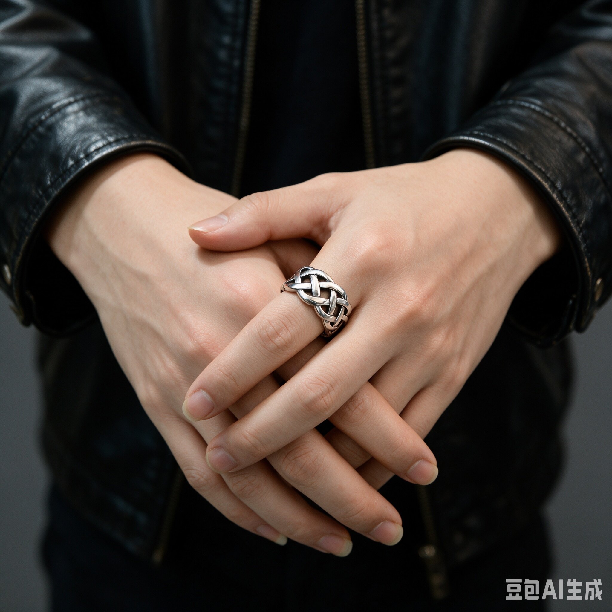 凯尔特编织结钛钢不掉色情侣戒