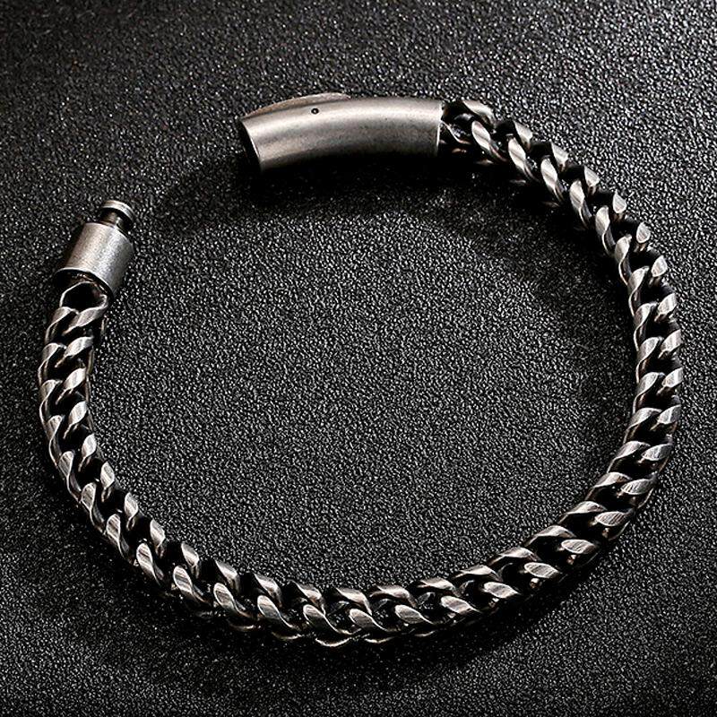 国潮朋克潮人个性男士手链时尚日韩钛钢不掉色时尚简约手镯古巴链