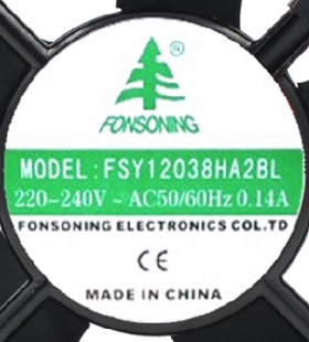 全新风机 FONSONING FSY12038HA2BL 220-240V 0.14A 12CM散热风扇