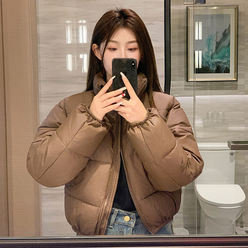 出口棉衣女短款2025秋冬新款韩版小个子立领羽绒棉服女加厚外套潮
