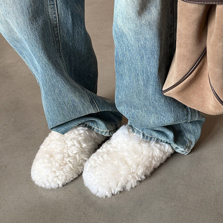 2.5cm小众设计时尚2025秋冬圆头低跟内增高包头拖棉鞋软糯毛毛鞋,女鞋,毛毛鞋,淘宝优惠券,粉丝福利购,淘宝优惠卷