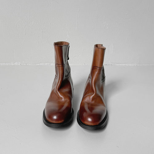 3cm真皮擦色圆头西部牛仔靴女