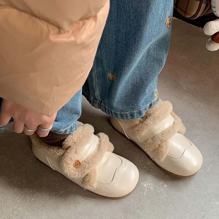 3.3cm内增高羊羔毛保暖单鞋女