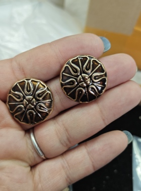 T清仓款中古复古饰品高级感精致大气耳饰微瑕品珐琅彩镶嵌耳钉女