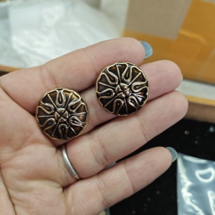 T清仓款 中古复古饰品高级感精致大气耳饰微瑕品珐琅彩镶嵌耳钉女