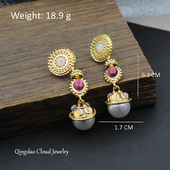 小众耳环高级感大气夸张做旧琉璃 201 250中古耳饰欧美风个性 耳钉