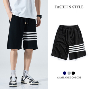 新款 子男装 四条杠短裤 运动休闲五分裤 男华夫格潮男士 夏季