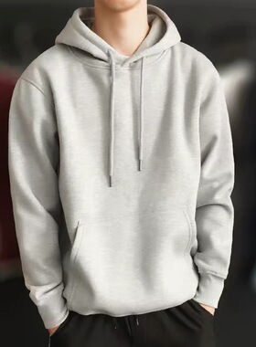 sweater纯色连帽运动卫衣男秋冬季潮流上衣服大码宽松休闲外套衫