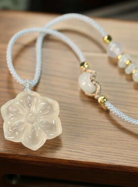 天然玉髓冰花花儿女款百搭坠项链