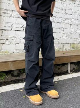 22TREE美式复古工装裤男高街休闲腰带cieanfit牛仔裤百搭直筒潮牌